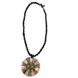 Beaded Mother of Pearl Medallion Necklace